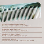 WAVEY Quality Hair Comb for Men and Women, Recycled Ocean Plastic, 7 Inches length perfect for home and travel, Wide and Fine Tooth for thick, thin, wavy, straight and curly hair styling - GREEN