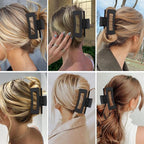 4 Inch Big Hair Claw Clips 6 Pcs Large Claw for Thick Hair Square Hair Clips for Women Rectangle Hair Clips Nonslip Acrylic Banana Jaw Clips Hair Accessories for Girls (Black)
