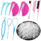 1000Pcs Elastic Clear Hair Bands, Rubber Band Cutter, Topsy Tail Styling Tools, Girls' Christmas Accessories Gift Set