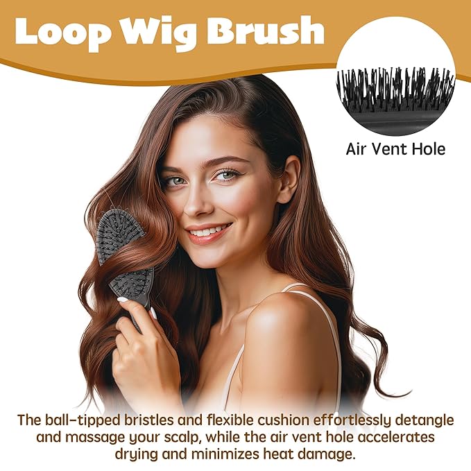3-Pack Wig Styling Comb Set, Loop Wig Brush + Wide Tooth Comb + Edge Comb, For Human Hair Wigs, Synthetic Wigs & Extensions