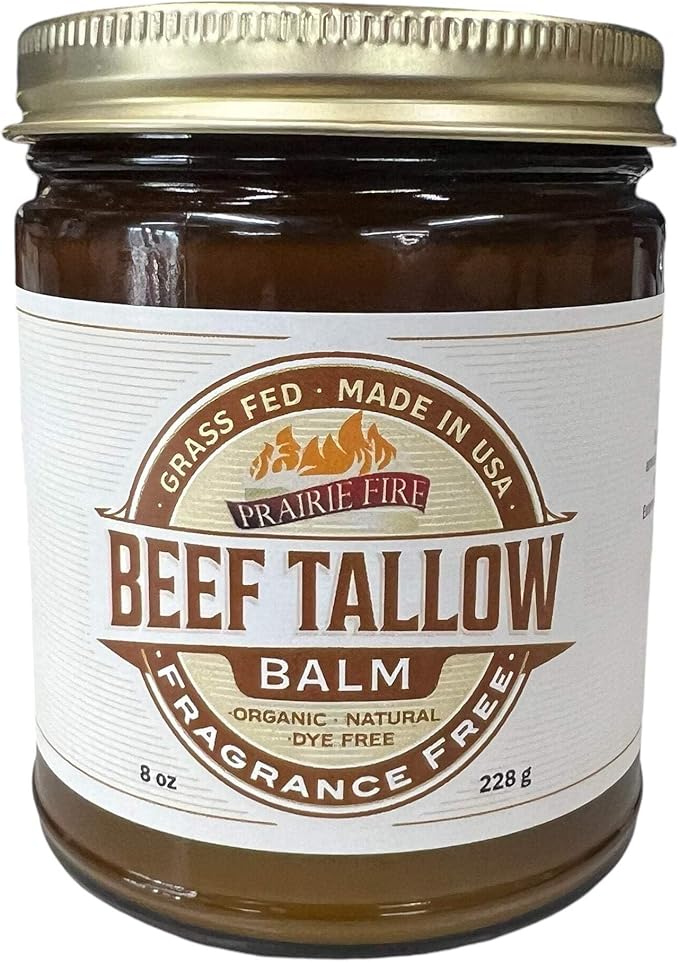 Grass Fed Beef Tallow Balm - 8 oz - Made in USA - Organic Grass Fed and Finished - Moisturizing Skin Care Frankincense