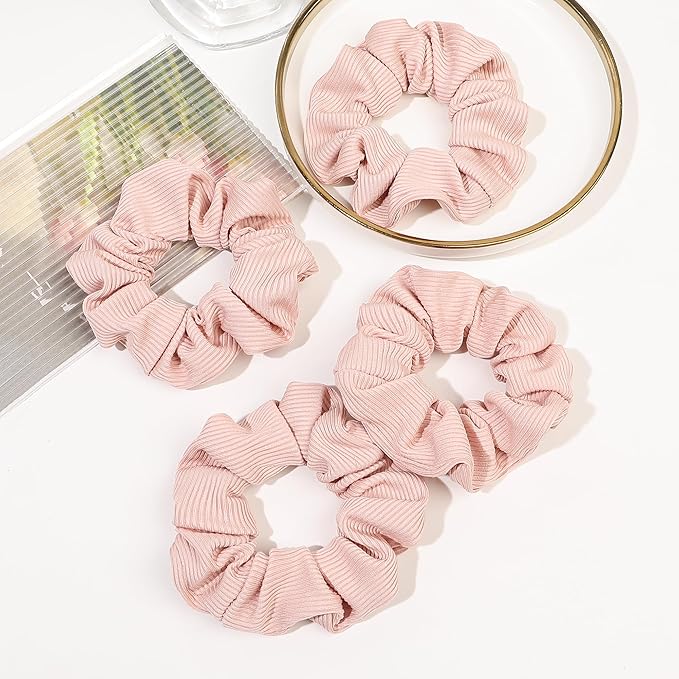 Hair Scrunchies for Women - Hair Ties No Damage Both for Thick Hair or Thin Hair Curl Hair No Crease Pink Scrunchies Ponytail Holder No Hurt Your Hair