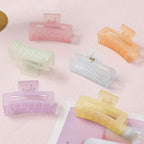 3.5 Inch Medium Hair Accessories - 6 Pack Square and Rectangle Banana Jaw Clips for Women and Girls - Ice Cream