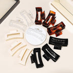 3.5 Inch Medium Square Claw Hair Clips, 12 Pcs Transparent, Amber, Glossy Black for Thick and Thin Hair - Hair Accessories for Women and Girls