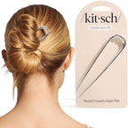 Kitsch Metal French Hair Pin for Women - Elegant Hair Accessories, Ideal for Buns & French Twist, Designed for a Secure, Comfortable Fit | Ideal Gifts for Women - Silver
