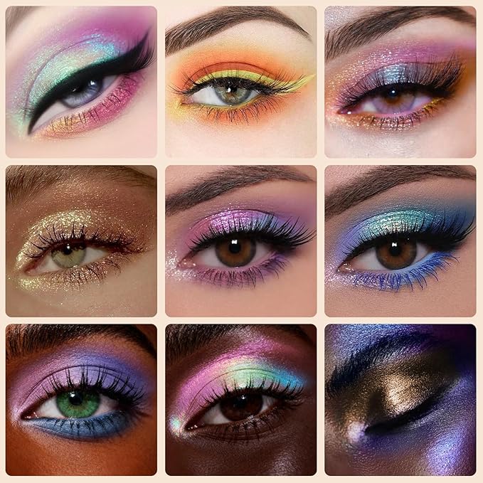 Highly Pigmented Chameleon Eyeshadow Palette, 12 Colors Sparkle Creamy Duo Chrome Multidimensional Eye Shadow Pallet, Long-Wearing Formula,easily blendable,Vegan & Cruelty Free (#03)