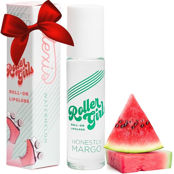 Honestly Margo Roller Girl Roll-On Lip Gloss (Watermelon Alexis, Pack of 2) – Lip Gloss for Women with Hydrating Vitamin E & Moisturizing Shine, Refreshingly Lightweight Your Lip Stain, Non Stick