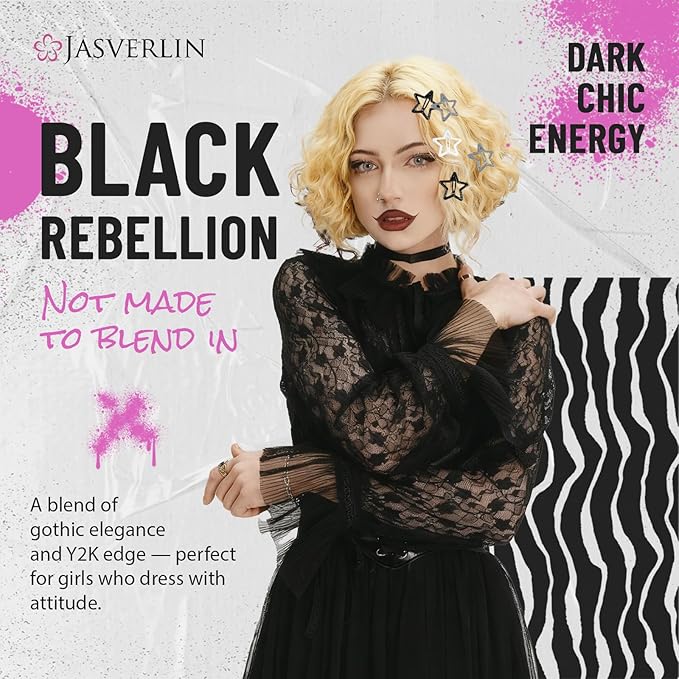 36 Pcs Black Star Snap Hair Clips, Y2k Cute Barrettes for Women Girls Thin Thick Hair, Goth Rave Accessories Non Slip Metal Styling Clip for Concert 3/4 cm Sizes