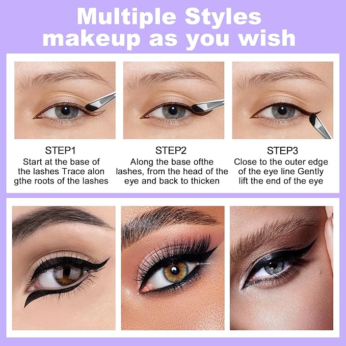 LAVONE Eyeliner Set - Waterproof Makeup Kit with Liquid Eye Liner Pencil, Gel Eyeliner and Angled Eye Liner Brush, Waterproof, Smudge Resistant, Long Lasting Formula - Dark Brunette