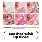 Beetles Glitter Nail Polish Set, 6 Colors Pink Nail Polish Kit Shimmer Gold Nude Jelly Pink Reverie Quick Dry Fingernail Polish Gifts for Women Salon DIY Manicure Kit