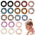 Hair Ties Satin Silk Small Scrunchies for Women Girls Ponytail Holders 20 Pcs Mini Bulk Scrunchies Elastic Hair Bands for Thick Curly Hair Pony Tails Hair Ties