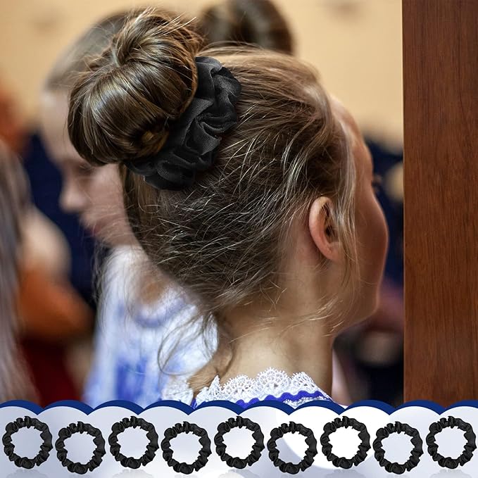 WILLBOND 30 Pcs Small Satin Silk Scrunchies Bulk for Women, Thin Hair Ties Mini Scrunchy Bands Skinny Ponytail Holders for Thick Curly Hair Pony Tails Wrist Decor(Black)