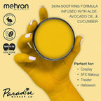 Mehron Makeup Paradise Makeup AQ Pro Size | Stage & Screen Performance, Face & Body Painting, Beauty, Cosplay, and Halloween | Water Activated Face Paint, Body Paint 1.4 oz (40 g) - Yellow