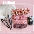 YANRONG 755PCS Hair Accessories for Woman Set Seamless Ponytail Holders Variety Hair Scrunchies Hair Bands Scrunchy Hair Ties For Thick and Curly (Pink)
