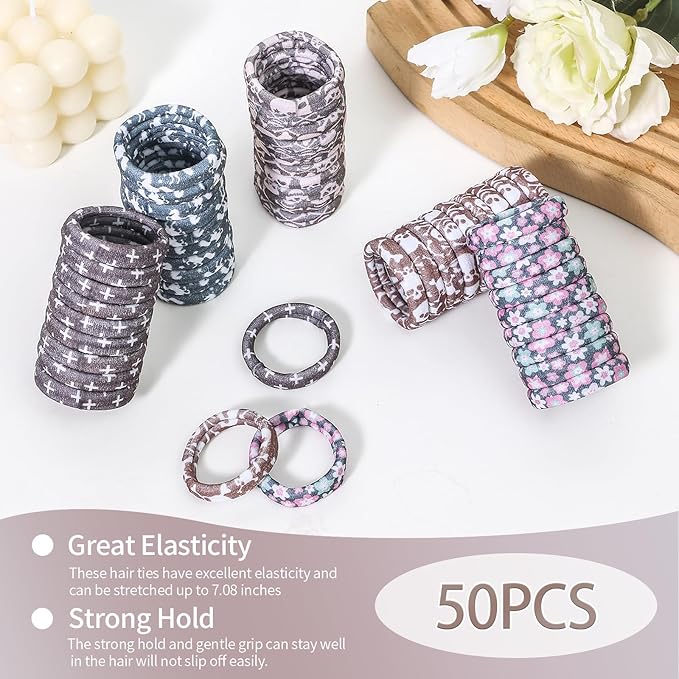 Bessrung 50 Pack Seamless Elastic Hair Ties for Women Girls, No Damage Ponytail Holders for Thin Thick Hair, Snag-Free Hair Bands for Women's Hair, Hair Accessories Christmas Gift(Chocolate brown)