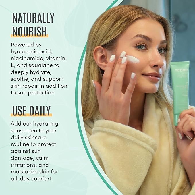 Active Skin Repair SPF 50 EWG-Certified Hydrating Daily Sunscreen and Face Moisturizer, Non-Nano Zinc, Non-Toxic Broad Spectrum Protection Hydrating Mineral Facial Sunscreen, 1.7 fl. oz.