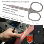 3 Swords Germany - brand quality STAINLESS STEEL INOX CURVED CUTICLE TOWERPOINT SCISSORS (1 PIECE) with case for manicure pedicure - nail care by 3 Swords - Made in Germany
