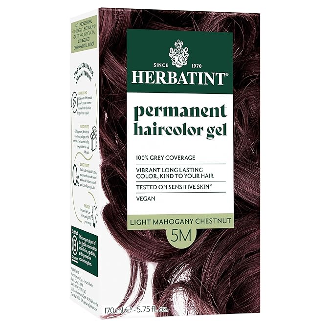 Herbatint Permanent Hair Dye For Women - 5M Light Mahogany Chestnut - For Up To 100% Gray Coverage of Resistant Gray Hair - Ammonia-Free, Alcohol-Free & Vegan - Salon Influenced Hair Color 5.75 fl oz