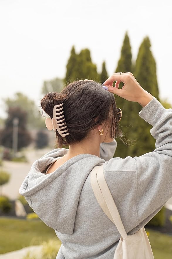 FRAMAR Large Claw Clips For Thick Hair – Large Hairclip Thick Hair, Big Hair Claws Clip For Women, Pink Hairclips, Pink Claw Clip - 4 Pack Non Slip Matte Finish