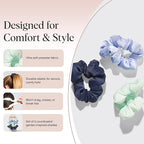 Kitsch Scrunchies for Women - No Crease Hair Ties No Damage | Soft Polyester Scrunchies for All Hair Types | Stylish & Comfortable, For Ponytails & Buns | Ideal Gifts for Women - Garden Bouquet, 3pcs