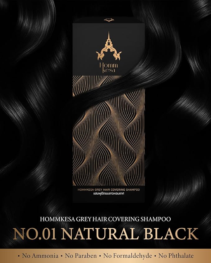 Grey Hair Covering Shampoo (6 Packet) – Premium 3-in-1 Hair Dye Shampoo For Grey Hair (Natural Black)