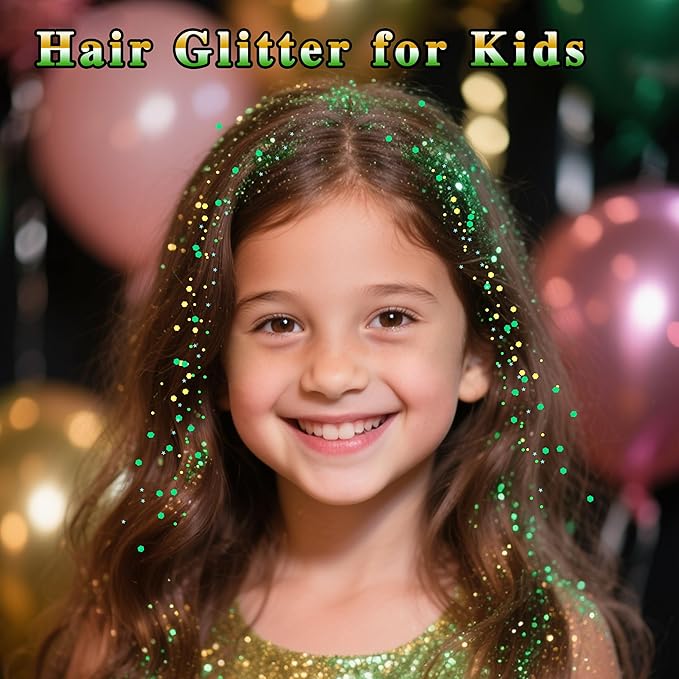 MEICOLY Gold and Green Face Glitter,Green Face Glitter,Gold Hair Accessories,Sparkle Halloween Body Glitter Makeup for Mardi Gras Carnival Festival Party,St Patricks Day Accessories