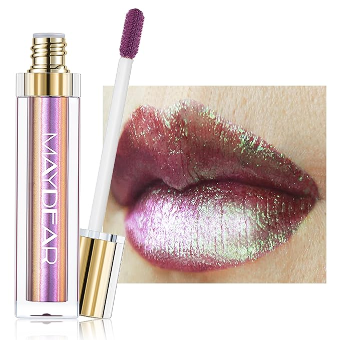 Maydear Chameleon Lipstick – Metallic Multichrome Lipstick, Long-Lasting, Fuchsia Green (08)