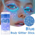 Blue Body Glitter Stick, Halloween Face Glitter Makeup,Holographic Hair Glitters Mermaid Makeup Rave Outfits for Women, Shimmer Face Paint Stick for Christmas (Blue)