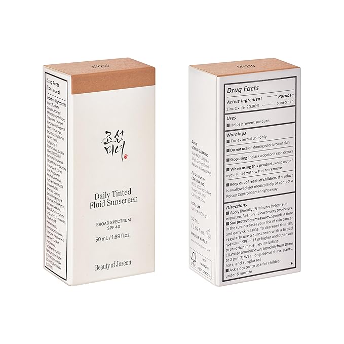 Beauty of Joseon Daily Tinted Fluid Sunscreen 12 Shades for Face Moisturizing Broad Spectrum SPF 40 Korean Skincare 50ml, 1.69 fl.oz #MY210