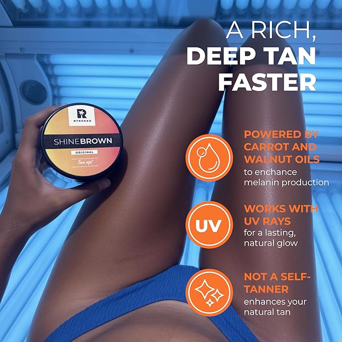 BYROKKO Shine Brown Tan Accelerator Cream 7.1 Fl Oz, Outdoor Sun or Indoor Tanning Oil or Tanning Bed Lotion, Fast Bronzer with Premium Natural Ingredients for Deep, Long-Lasting Glow