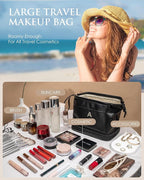 Birthday Gift Ideas, Gifts for Women, Initial Large Makeup Bag for Her, Travel Essentials, Girly Girl Stuff Cosmetic Bag with Makeup Brush Organizer, Gifts for Mothers Teens Girls