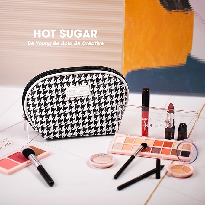 Hot Sugar All in One Makeup Kit, Makeup Set for Women, Girls Makeup Kit for Teens with Eyeshadow, Blush, Contour, Highlighter, Concealer, Lipstick, Lip Gloss, Eyeliner and Brush (Black)