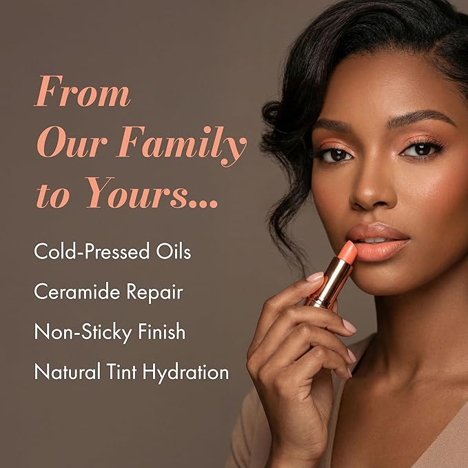 Tinted Lip Balm – Anti-Wrinkle Lip Treatment with Deep Hydration & Long-Lasting Moisture. Natural Skincare with Cold Pressed oils – Clean, Non-Toxic Lip Care – 002 Peach Perfect
