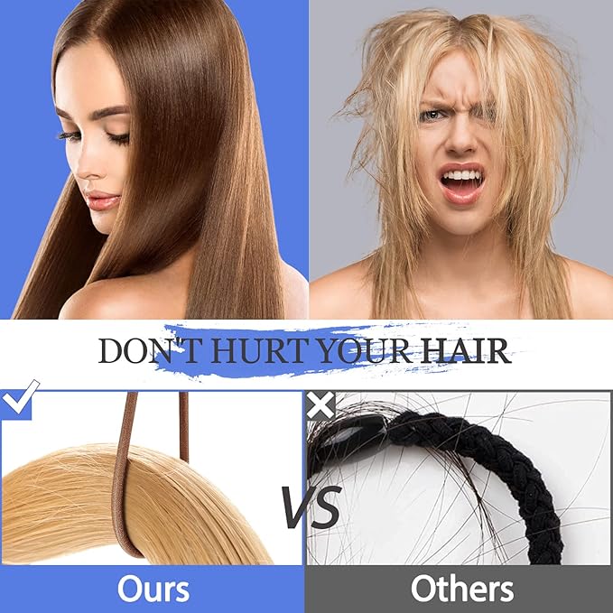 Brown Hair Ties, Ponytail Holders No Damage For Women, Elastic Hair Bands For Thin and Thick Hair (100 PCS)