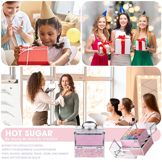 Hot Sugar Teen Makeup Kit for Girls 13-15, Kids Makeup Kit, Makeup Gift Set for Birthday Parties Makeovers & Christmas (Pink)