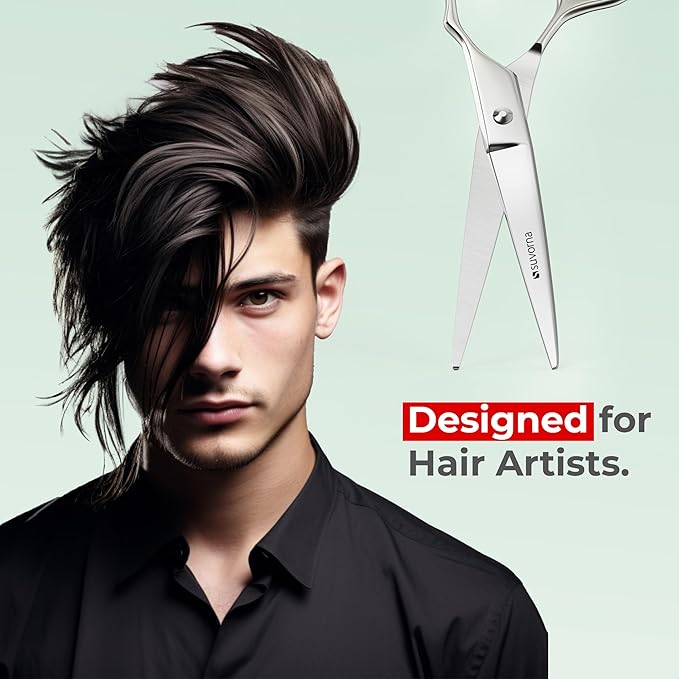 Suvorna Professional Hair Cutting Scissors - 6" Stainless Steel Barber Shears for Hair Cutting and Trimming - Razor Sharp Haircut Scissors for Hairdressers & Barbers - Hair Shears for Women and Men