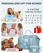 Gifts for Her - Personalized Monogram Overnight Weekender Bag with Makeup Bag, Ideal for Daughter, Friend, Mom or Sister (Letter P)