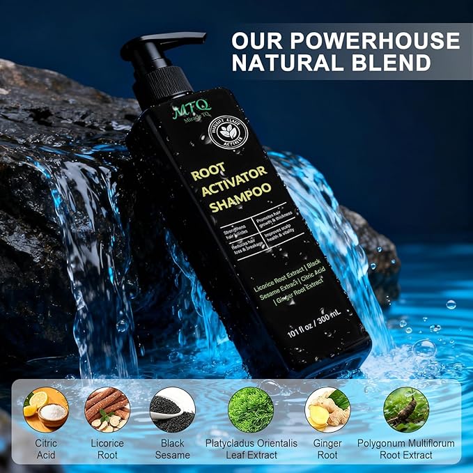 Root Activator Shampoo for Men & Women - Anti Hair Loss & Mens Hair Regrowth Shampoo with Natural Herbal Ingredients & Biotin - For Scalp Health & Cooling Sensation, 10.1 Fl Oz /300ml