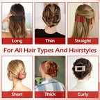 French Flat Hair Clips for Women 6pcs Hair Claw Clips for Thick or Thin Hair Matte Claw Clips for Girls Barrettes Non-Slip Strong Hold Hair Accessories for Women (Red)