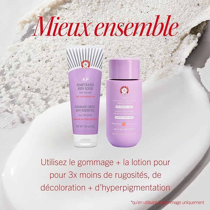 First Aid Beauty KP Bump Eraser Body Scrub with 10% AHA, Keratosis Pilaris Skin Exfoliator with Glycolic and Lactic acids, Helps Reduce Chicken Bumps, Safe for Sensitive Skin, 8 oz