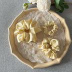 3 Pieces Satin Scrunchies Set for Hair No Crease Elastic Hair Ties for Women and Girls (Light Yellow)