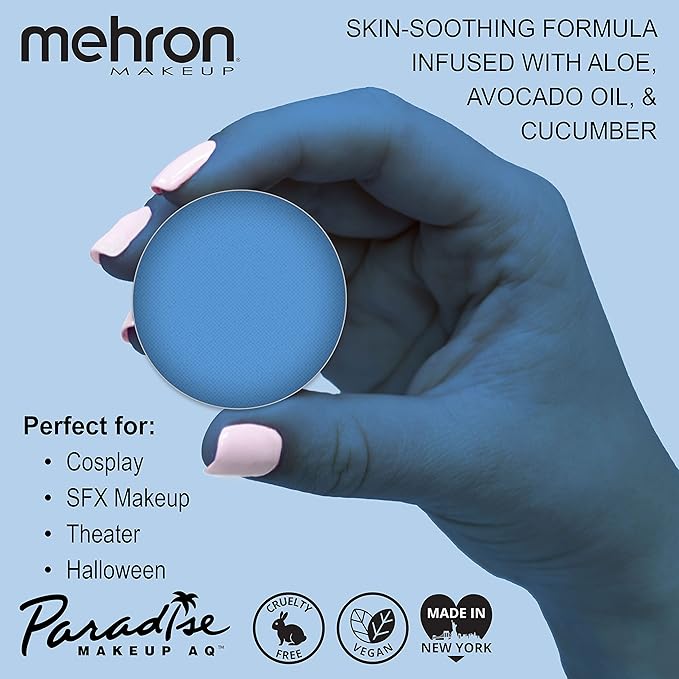 Mehron Makeup Paradise Makeup AQ Refill Size | Stage & Screen, Face & Body Painting, Beauty, Cosplay, and Halloween | Water Activated Face Paint, Body Paint .25 oz (7 ml) (SKY)