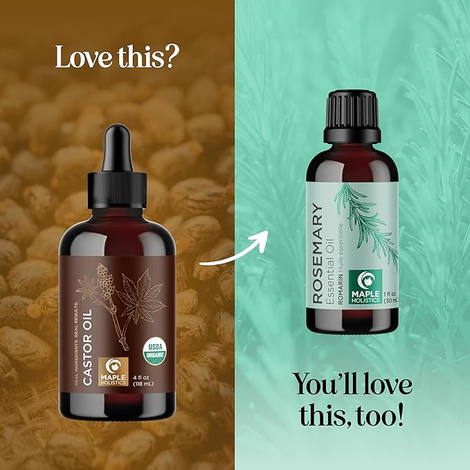 Organic Castor Oil Glass Bottle - 100% Pure Castor Oil Organic Cold Pressed Unrefined Glass Bottle - Extra Virgin Non GMO Hexane Free Cruelty Free Dermatologist Tested and USDA Certified (4 Fl Oz)