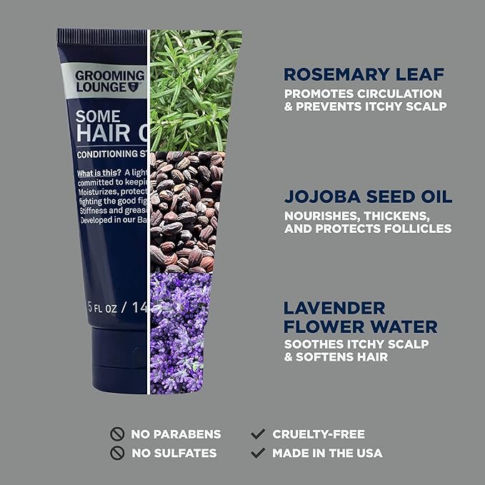 Grooming Lounge Some Hair Cream - Sculpting, Low Shine, Flexible Styling Cream for Men - Moisturizing, Conditioning, and Texturizing with Firm, Strong Hold - Paraben and Sulfate Free Formula - 5 oz