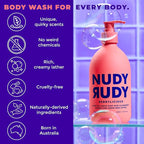 Nudy Rudy 3 Pack Liquid Body Wash Bundle Sea Salt Suds Berrylicious and Hunny Bunny Aloe Manuka Honey Vitamin E Moisturizing Shower Gel Body Wash Skin Care Men and Women 16.9 fl oz