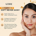Azure Vitamin C Skincare Bundle: Dermatologist-tested Face Moisturizer, Under Eye Pads, Collagen Masks & Serum. Hydrates, firms, and reduces dark spots for glowing, youthful skin. Made in Korea