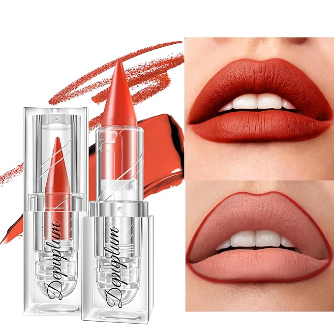 Orange Red Lipstick Gradient Matte Lipsticks Lip Liner Combo Set for Women Waterproof Long Lasting Lip Stick Pencil Cream Lip Liner and Lipstick Combo Makeup, E5