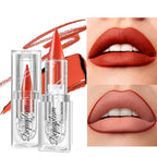 Orange Red Lipstick Gradient Matte Lipsticks Lip Liner Combo Set for Women Waterproof Long Lasting Lip Stick Pencil Cream Lip Liner and Lipstick Combo Makeup, E5