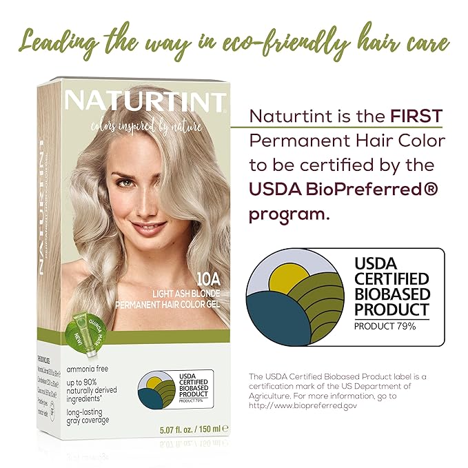 Naturtint 10A Light Ash Blonde Permanent Hair Color (Pack of 6), Ammonia Free, Vegan, Cruelty Free, up to 100% Gray Coverage, Long Lasting Results (Packaging may vary)