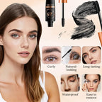 2 PCS 4D Waterproof Silk Fibre Thick Lengthening Mascara, Long Lasting Smudge-Proof Curling Eyelashes Mascaras with No Flaking Black Volume and Length Natural, All Day Full